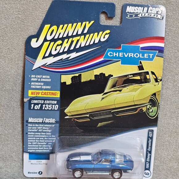 Johnny Lightning Muscle Cars USA 1967 Chevy Corvette 427 (Blue) Car (Release 1) - Picture 1 of 7